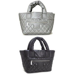 CHANEL Quilted Shopping Tote Bag Coco Cocoon Reversible Shiny Handbag CC Mark
